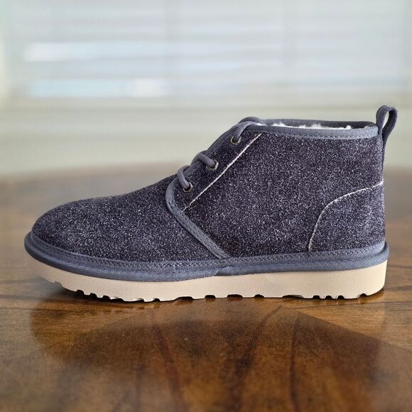 UGG Neumel Shaggy Suede Chukka Boots Dark Grey Men's Size 9 Real Fur New 1158219 - Picture 8 of 11